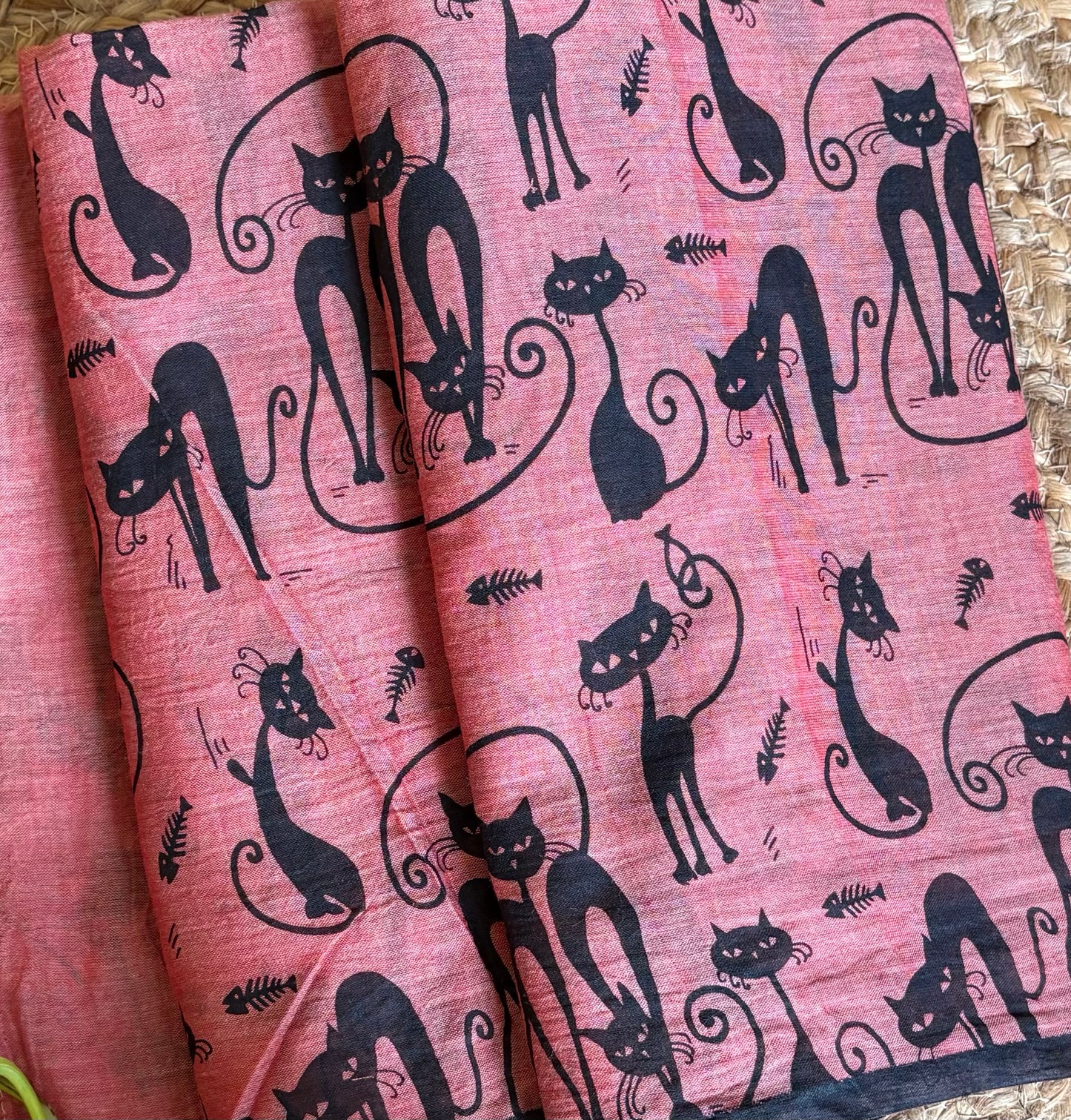 Atrangi l Cat Printed Mul Cotton Saree