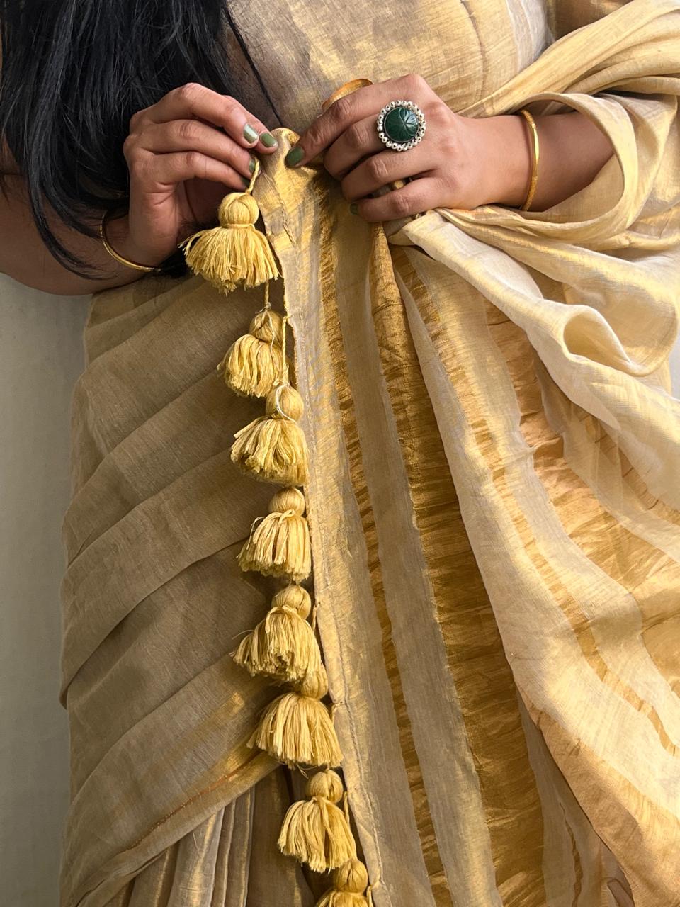 Noor l Golden Acrylic tissue saree