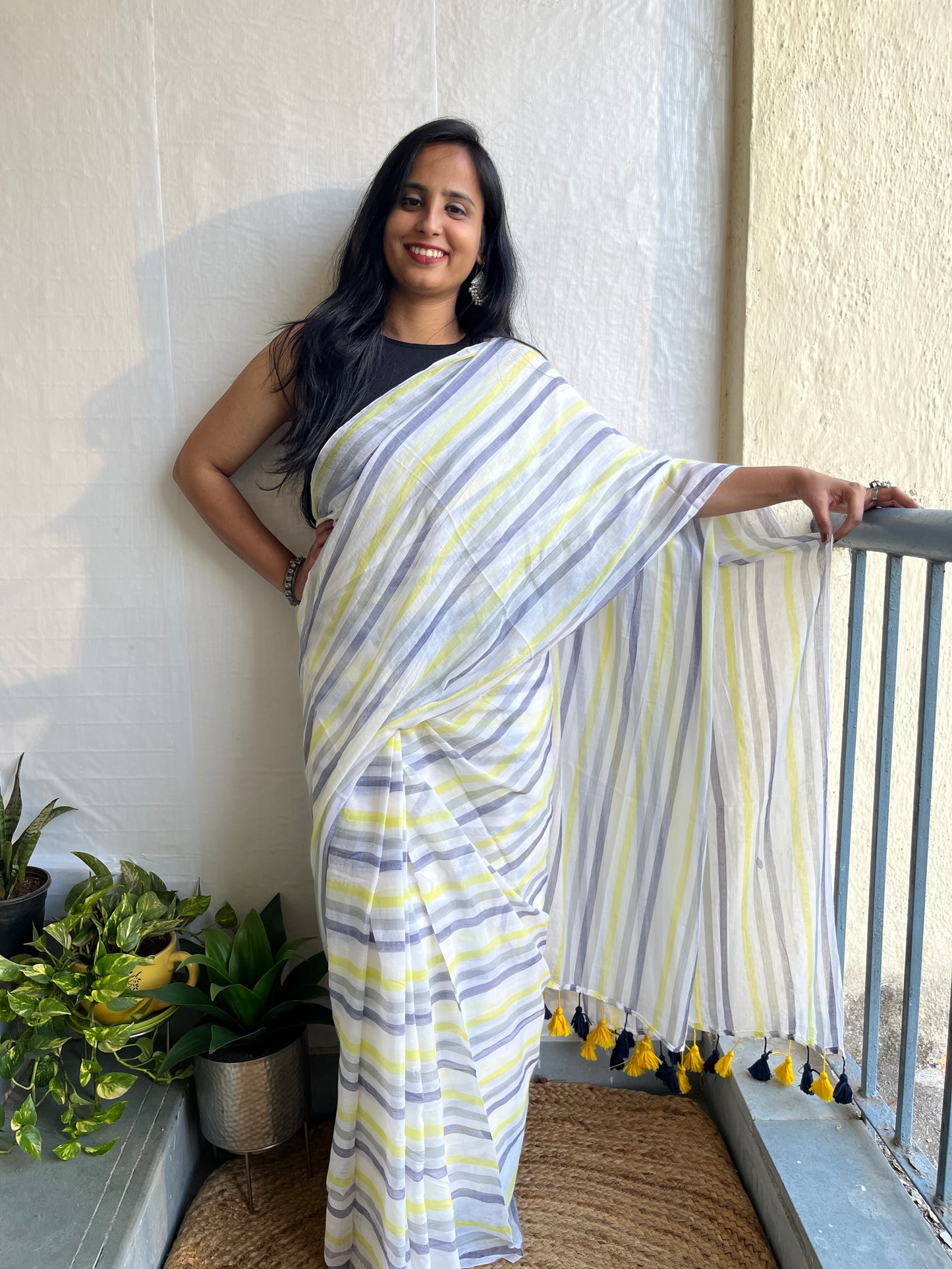 Dharini l  Multicolour stripes mul cotton saree