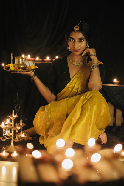 Golden Glow Yellow Festive Saree