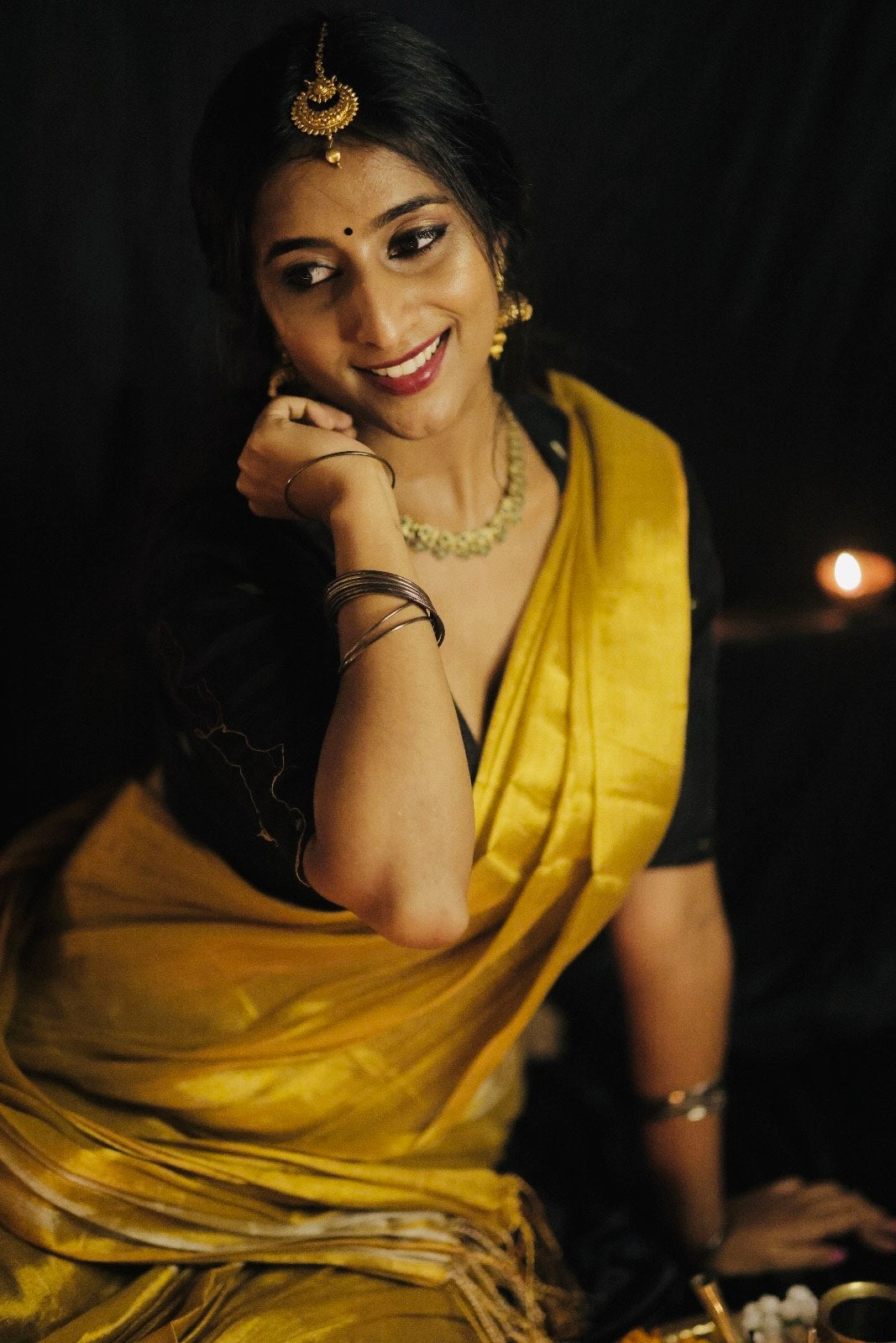 Golden Glow Yellow Festive Saree