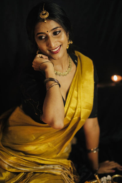 Golden Glow Yellow Festive Saree