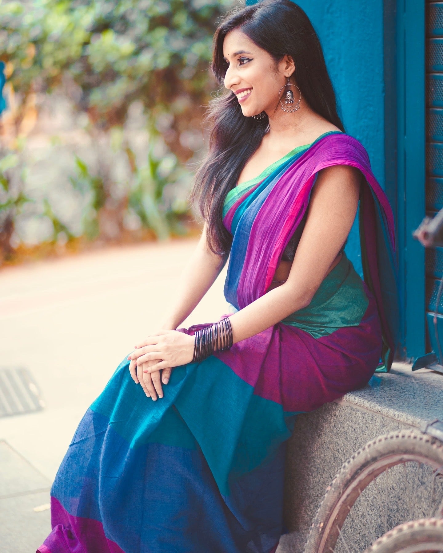 Anokhee l Multicoloured stripes mul cotton saree