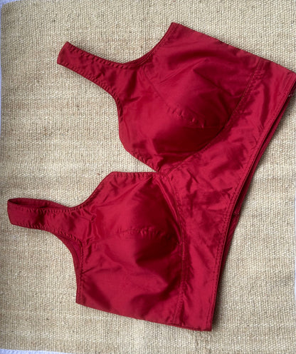 Satin cotton plain maroon blouse