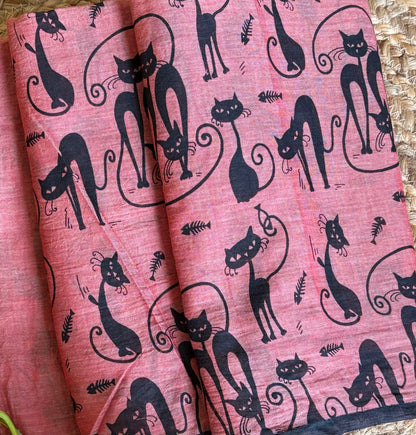 Atrangi l Cat Printed Mul Cotton Saree