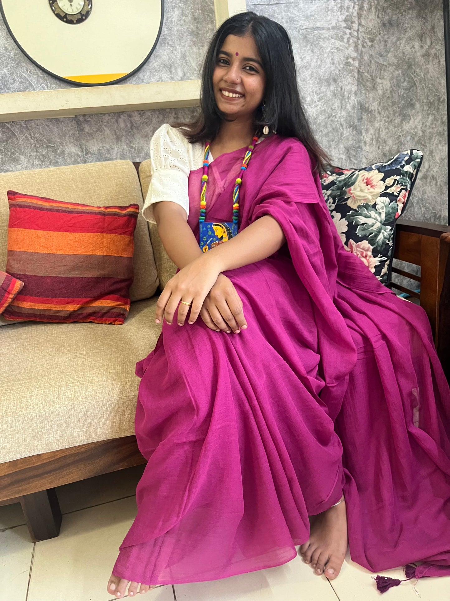 Plain Mul Cotton Saree