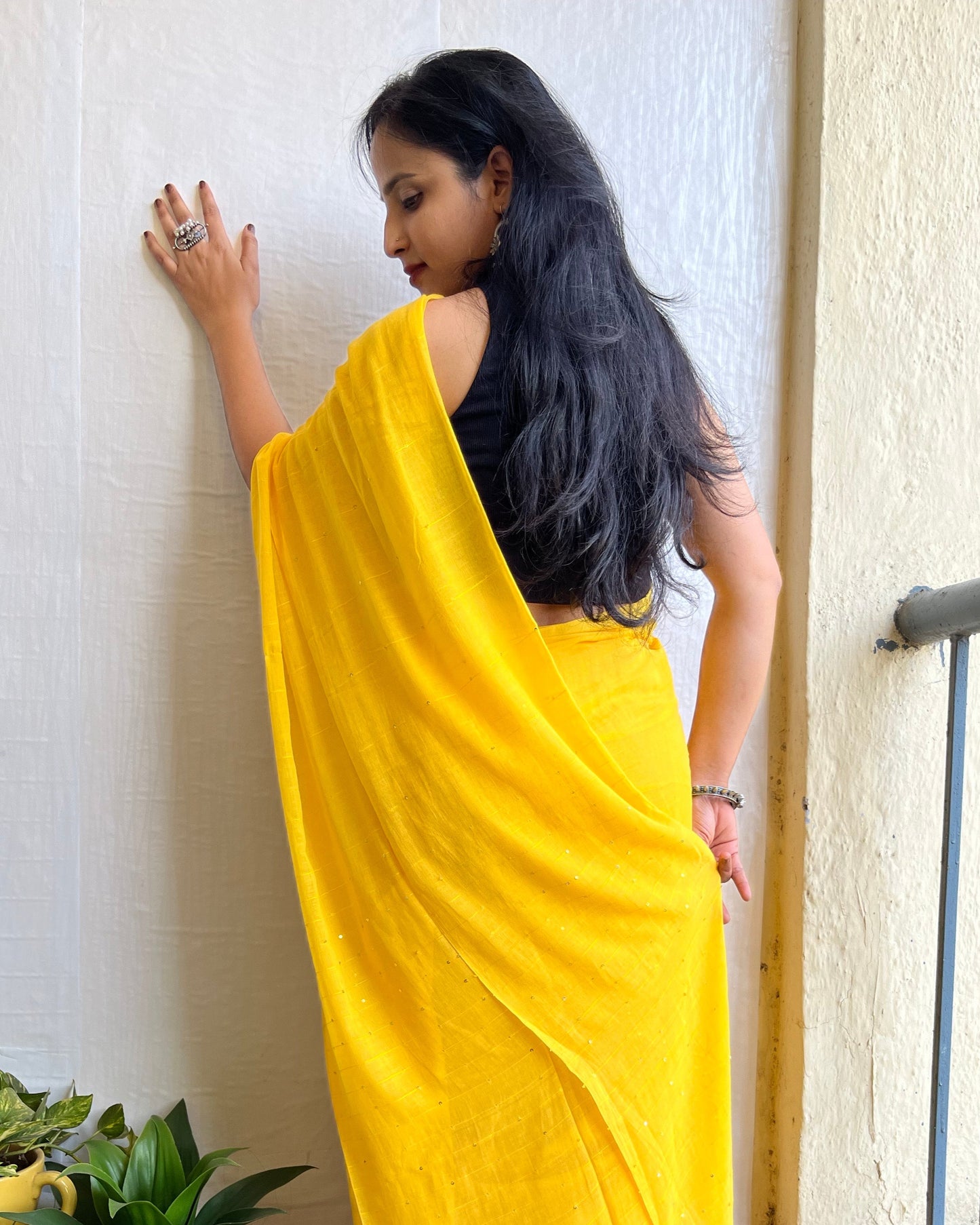 Sequin mul cotton saree
