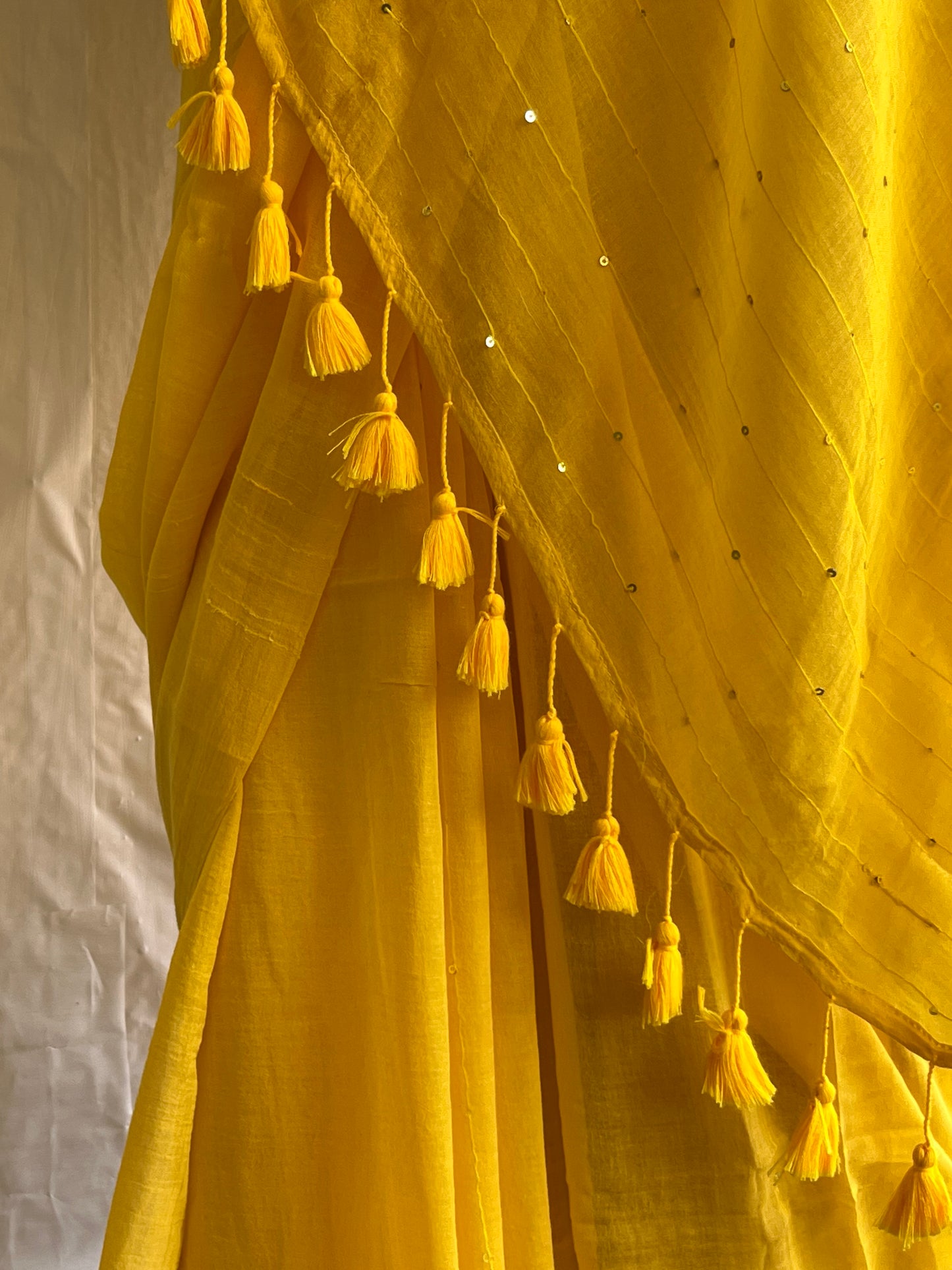 Sequin mul cotton saree