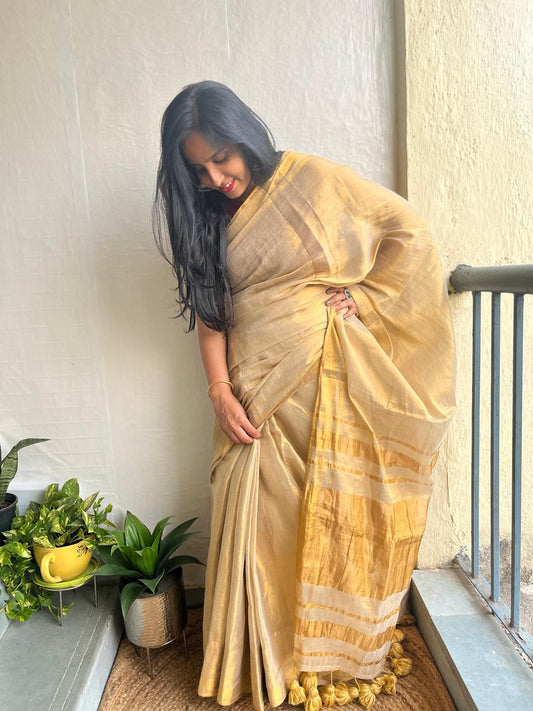 Noor l Golden Acrylic tissue saree