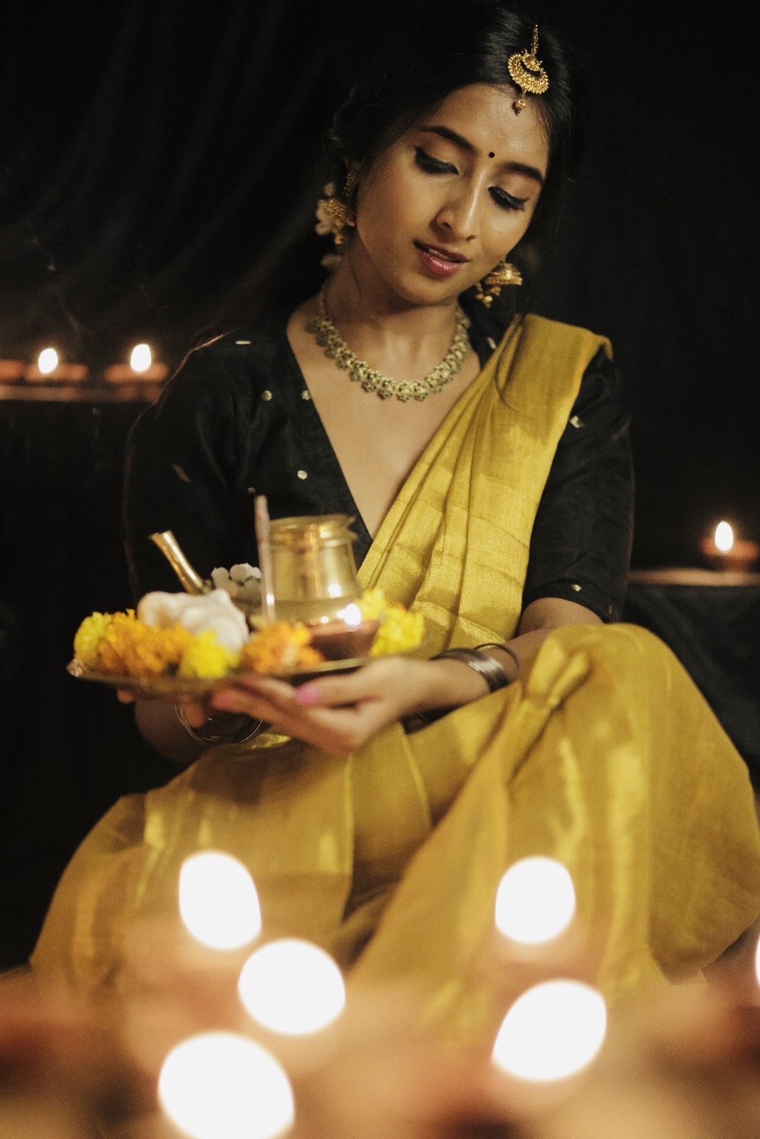 Golden Glow Yellow Festive Saree
